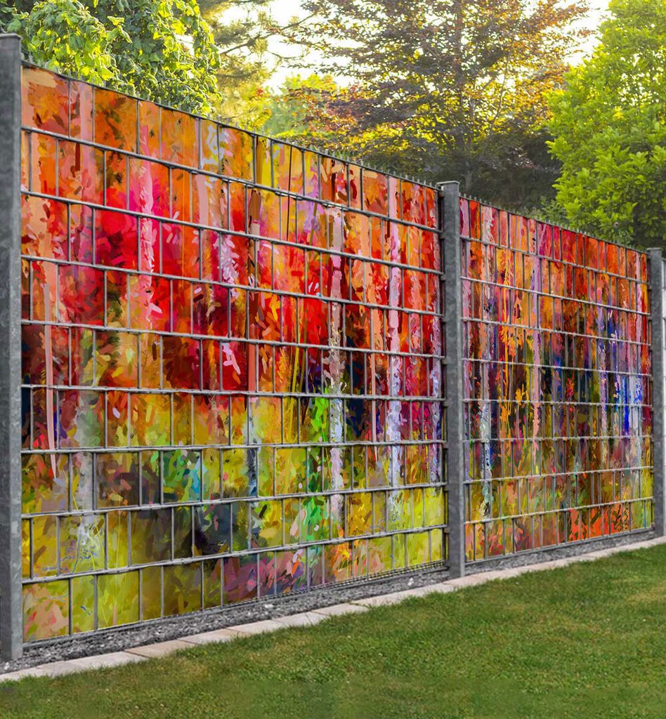 Sichtschutzstreifen bunt gemalter Wald Sichtschutz Garten Zaun - Teil1 - 250x180cm