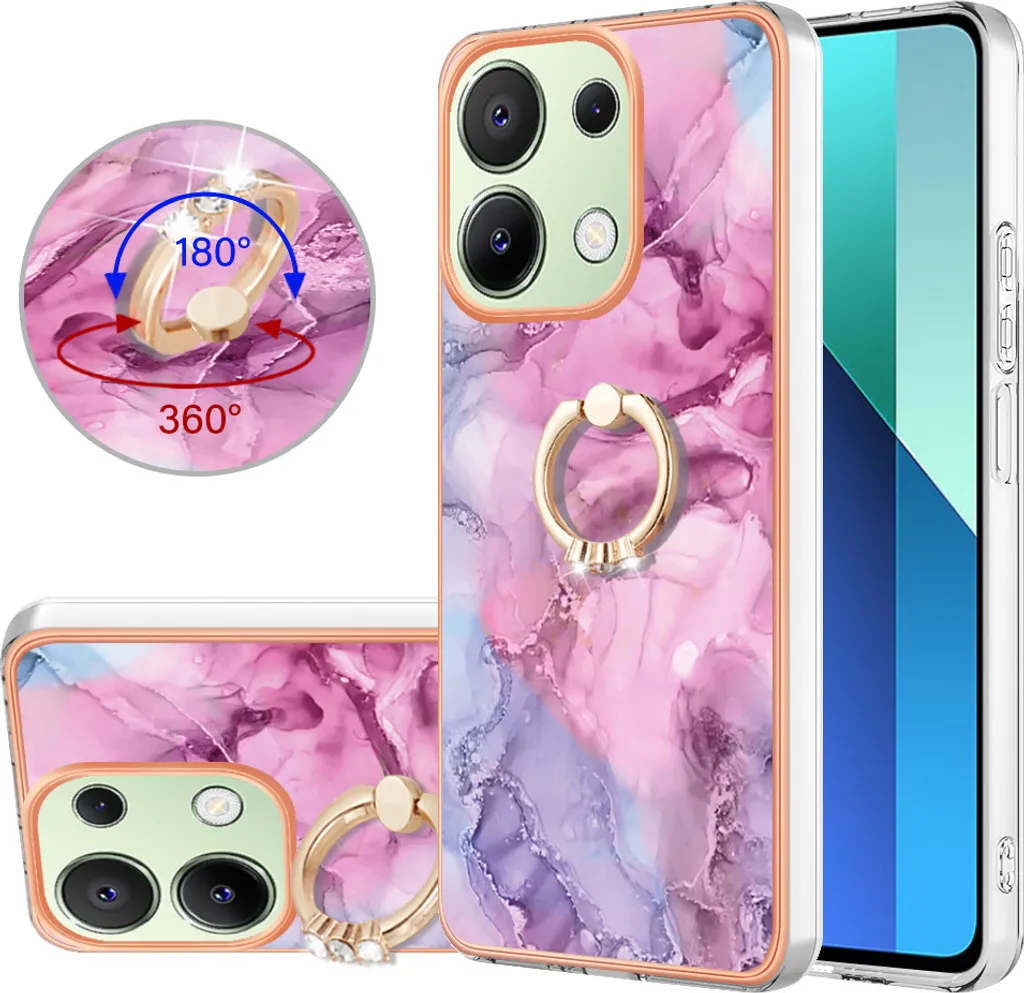 WBWONE Cover per Xiaomi Redmi Note 13 Pro+ Plus 5G, TPU/PC Antiurto Protettiva Custodia con 360° Girevole Anello e Copertura Della Fotocamera Scorrevole, Argento