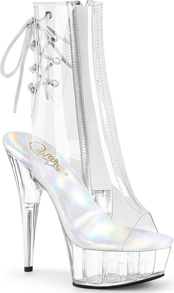DELIGHT-1018C Damen Booties von Pleaser, Transparent EU 35, US 5