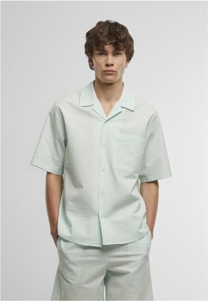 Urban Classics - Relax Seersucker Kurzarm Hemd mint - 3XL