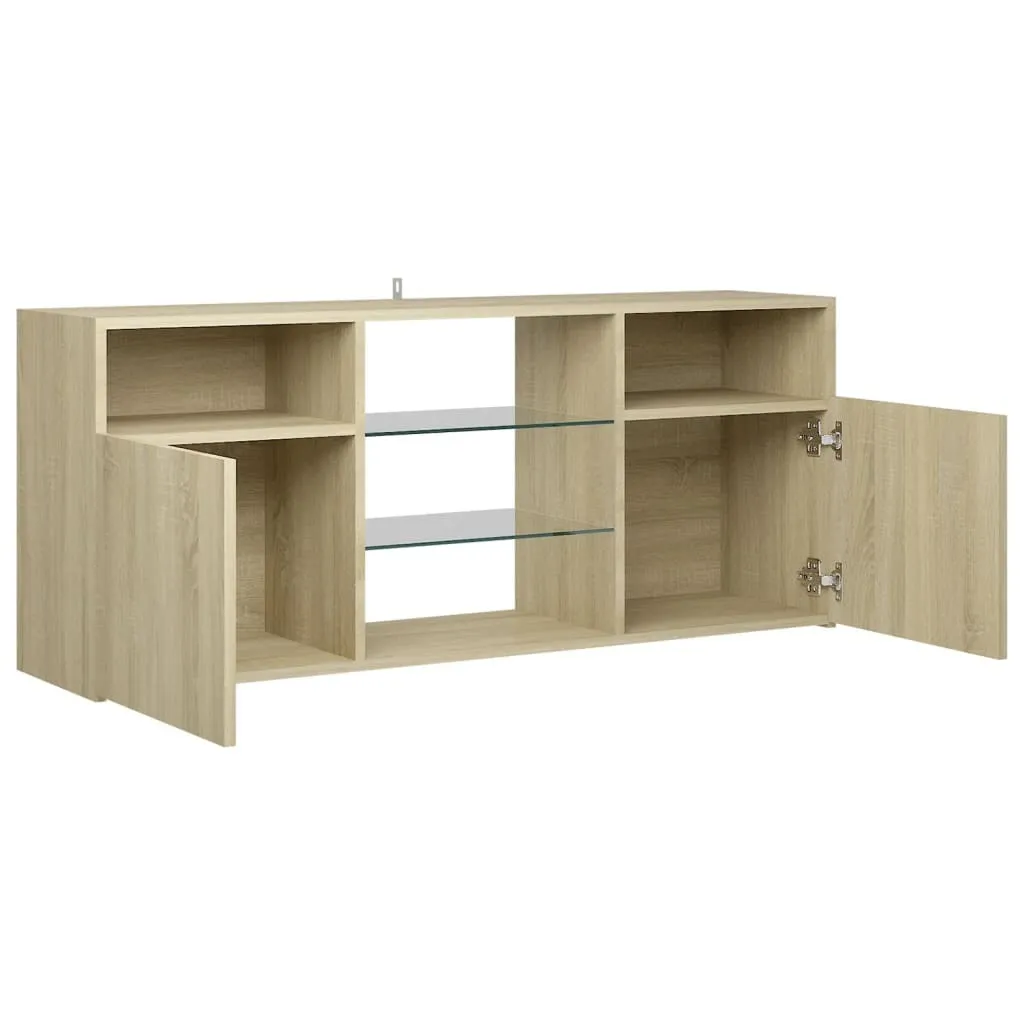 vidaXL Mobile TV con luci LED Sonoma rovere 120x30x50 cm - Mobile TV - Mobile TV - Mobile TV con LED - Mobili TV - 5