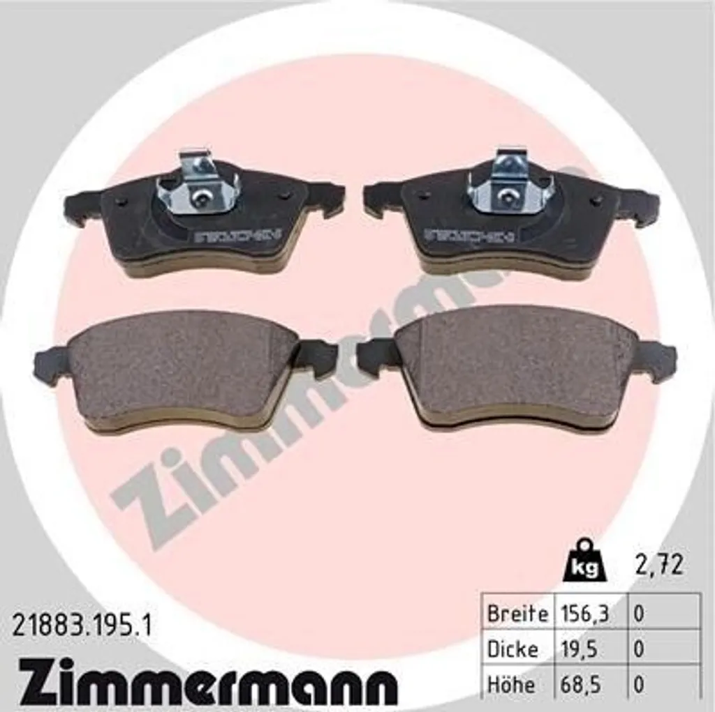 Zimmermann 21883.195.1 Plaquettes de Frein d'Origine pour VW Transporter T4