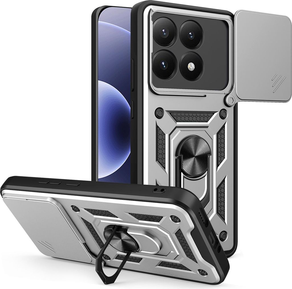 Outdoor Panzer Hülle Xiaomi 17 Handyhülle Kameraschutz Ringhalter in Silber