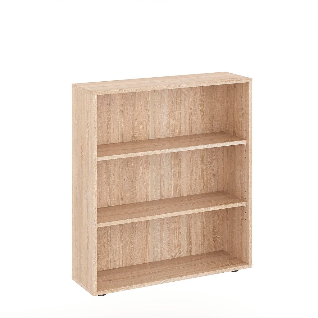 KOMTO Bücherregal 80 cm breit, Sonoma, Bücherregal mit 3 Ebenen und höhenverstellbaren Böden, Standregal, Lagerregal, Bücherregal Lumo 80x90x2...