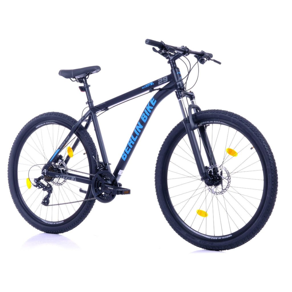 BERLIN BIKE Mountainbike MTB1: 29 Zoll und 46 cm Rahmenhöhe, Hydraulische Scheibenbremsen & Shimano-Set, Schwarz-Blau