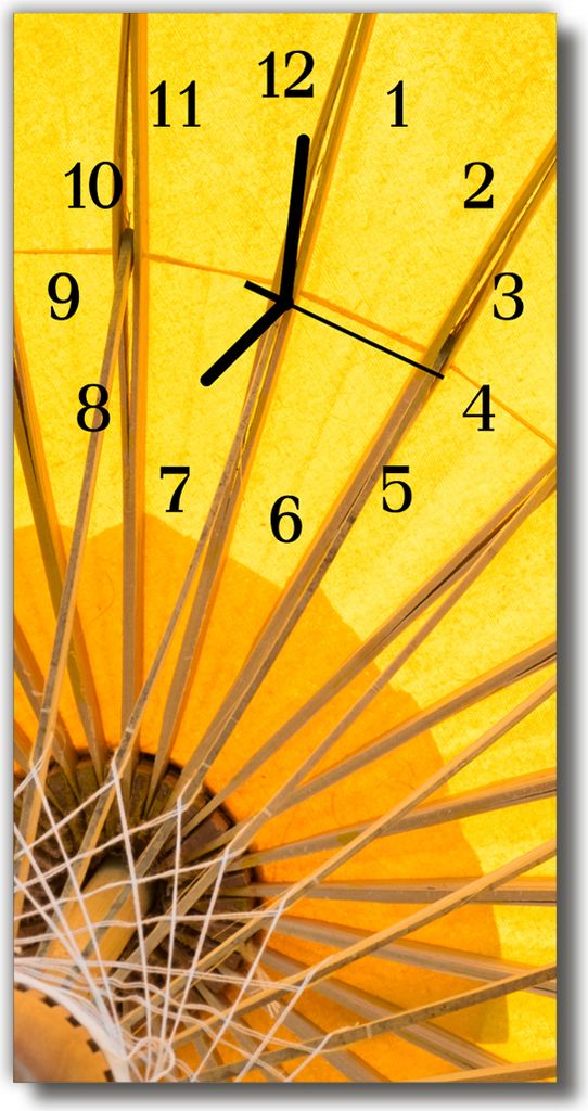 Tulup Glasuhr Wanduhr Küchenuhr Echt-Glas 30x60 Sonnenschirm Gelb