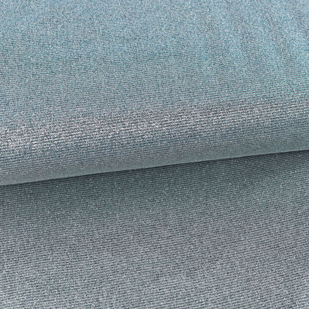 Jerseystoff Meterware Polyester Glamour uni silberfarbig blau 1,40m