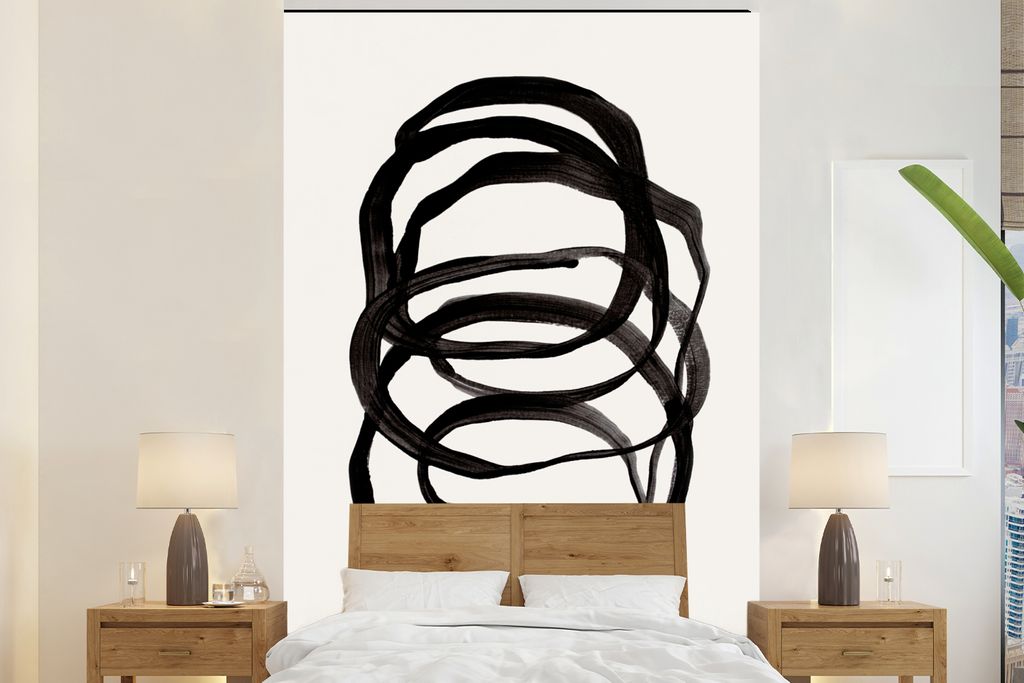 MuchoWow Fototapete für Wohnzimmer oder Schlafzimmer Wandtapete Vinyl Motivtapete Abstrakt - Kunst - Linien - Muster - 145x220 cm - Wanddekoration