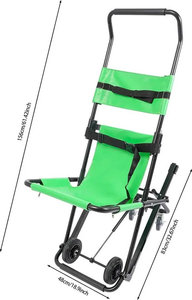Monte-escalier pliable vert d'urgence - Siège évacuation compact