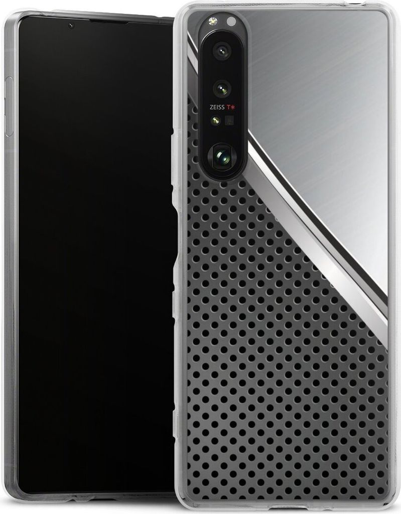 DeinDesign Handyhülle für Sony Xperia 1 III Silikon Hülle Case Smartphone Schutzhülle Carbon Metall Stahl
