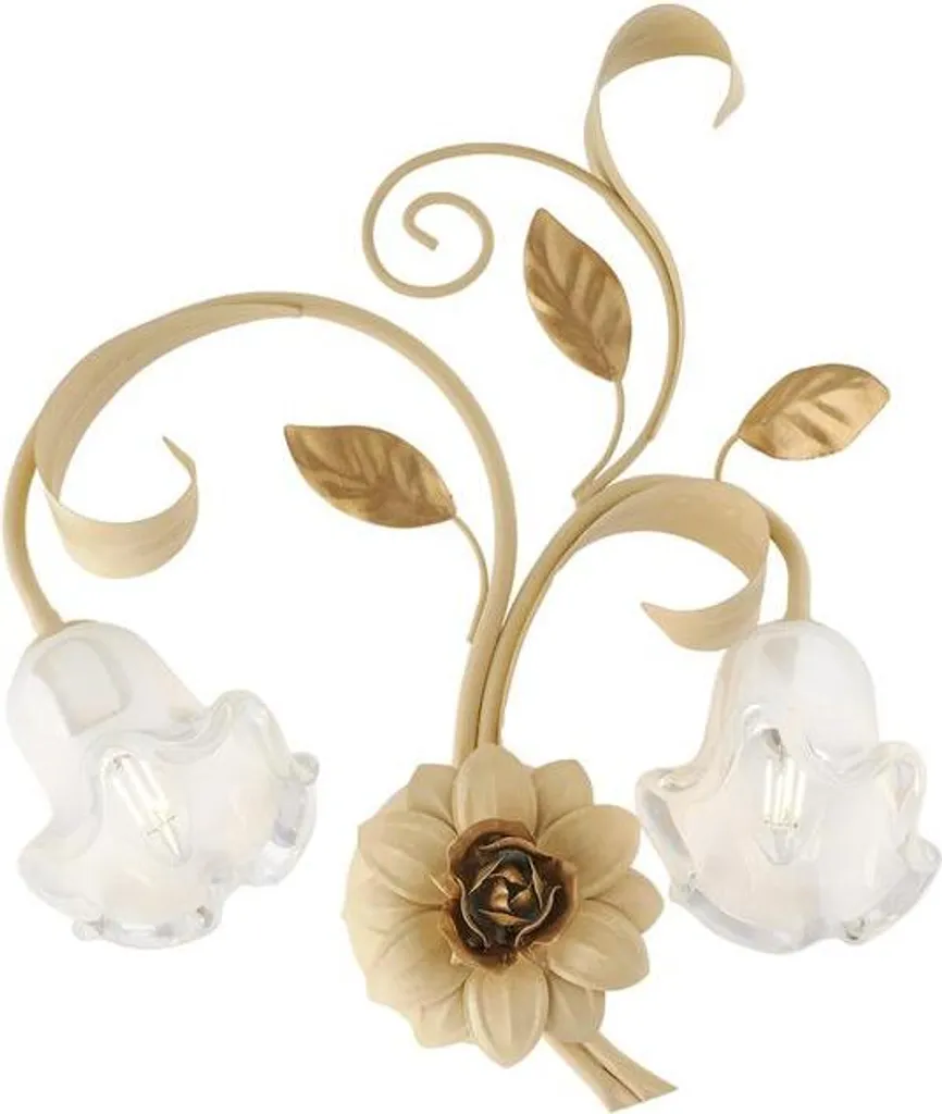 Applique Shabby Cesto Avorio e Oro | Illuminazione Rustica 2 Luci E14