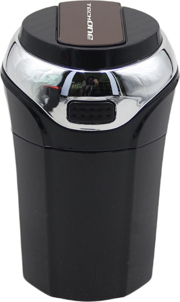 Fresh Cent Autoaschenbecher, mit eingebautem Zigarettenanzünder, Batterie, abnehmbar, Metallinnenraum, Federdeckel, schwarz