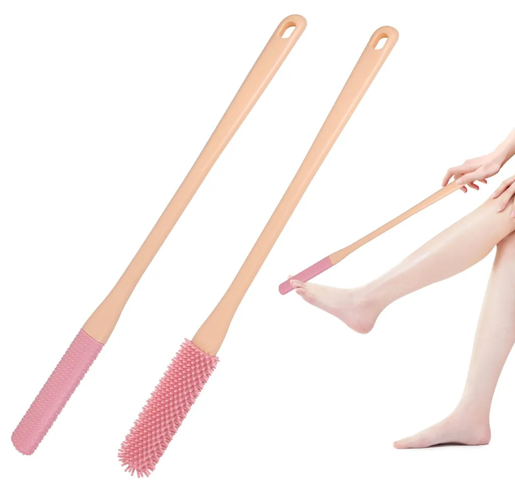 Lave-orteils à long manche de 39,5 cm brosse de pieds silicone douce