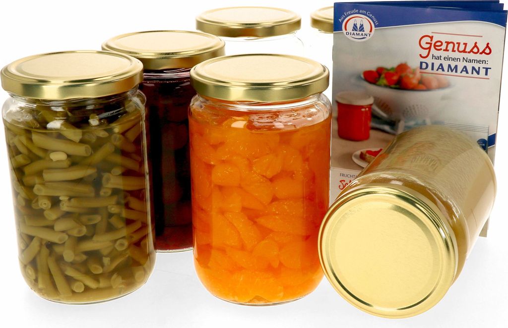 6er Set Einmachglas 720 ml Deckel Gold Rund- Einkochgläser Vorratsglas Glasbehälter Aufbewahrung