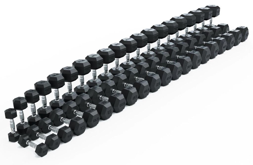 ATLETICA Hexagon Hanteln PRO | Set 2.5 - 50 kg | Stoßdämpfende CPU-Ummantelung höchster Qualität | Für Drops geeignet | Hartverchromter Griff