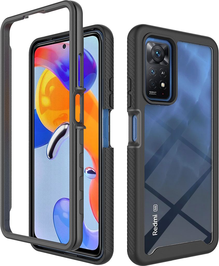 Redmi Note 11 Pro Hülle, Hybrid Transparente Rückseite Robust TPU Bumper Rutschfest Stoßfest Ganzkörper Schutzhülle für Xiaomi Redmi Note 11 ...