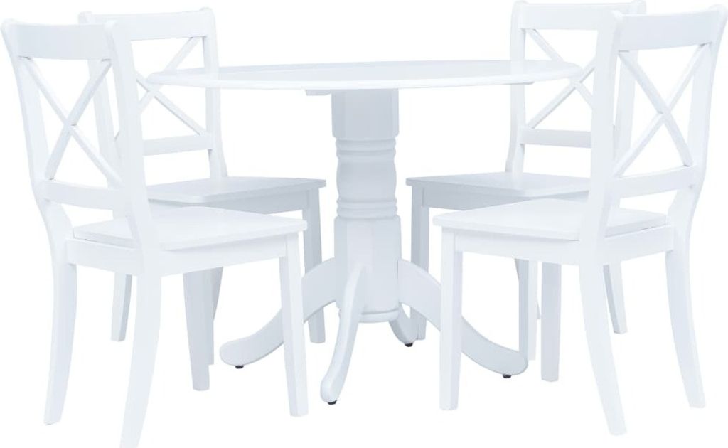 "im Angebot" 5-tlg. Essgruppe Gummiholz Massiv Weiß - Esszimmer CC1912