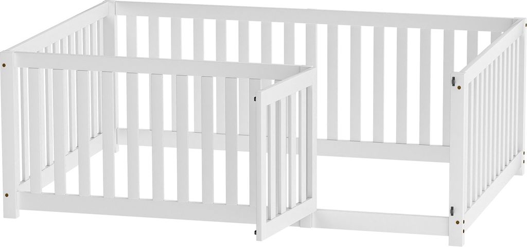 MODFU Kinderbett Holzbett 140x200cm mit Zaun und Tür, Produktbild 7