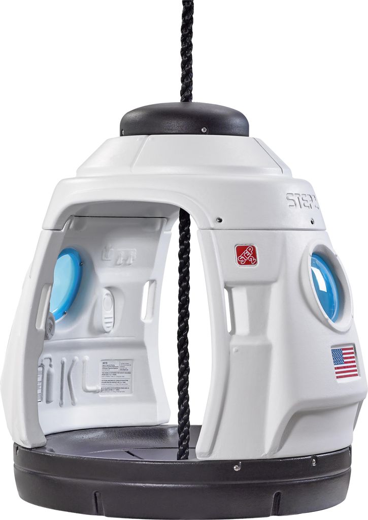 Step2 Space Capsule Swing 2-in-1-Designs, Schaukel oder stationäres Spielhaus | Doppelschaukel Weltraumkapsel Schwarz/Weiß, drinnen oder draußen...