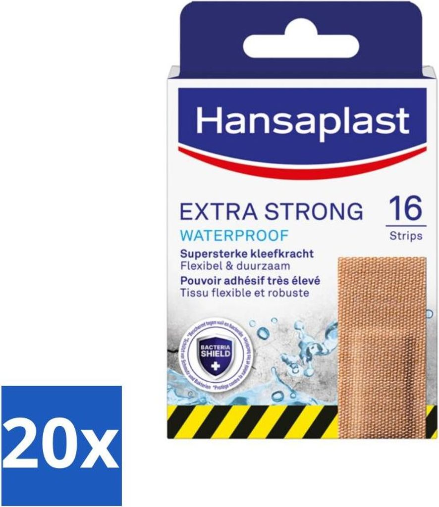Hansaplast - Extra Stark - Wasserfeste Wundpflaster - Wundpflege - 16 Pflaster - Vorteilspack - 20 Stücke