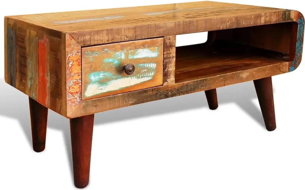 Table Basse Vieux Bois : Dites adieu aux angles pointus avec ce Tiroir