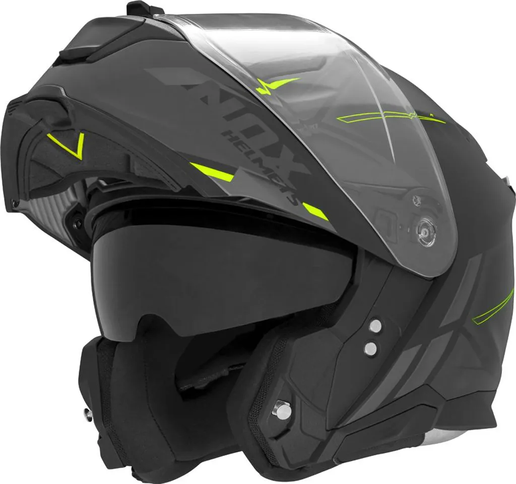 Casque moto NOX Synchro N967 XL modulable noir et jaune fluo haute visi