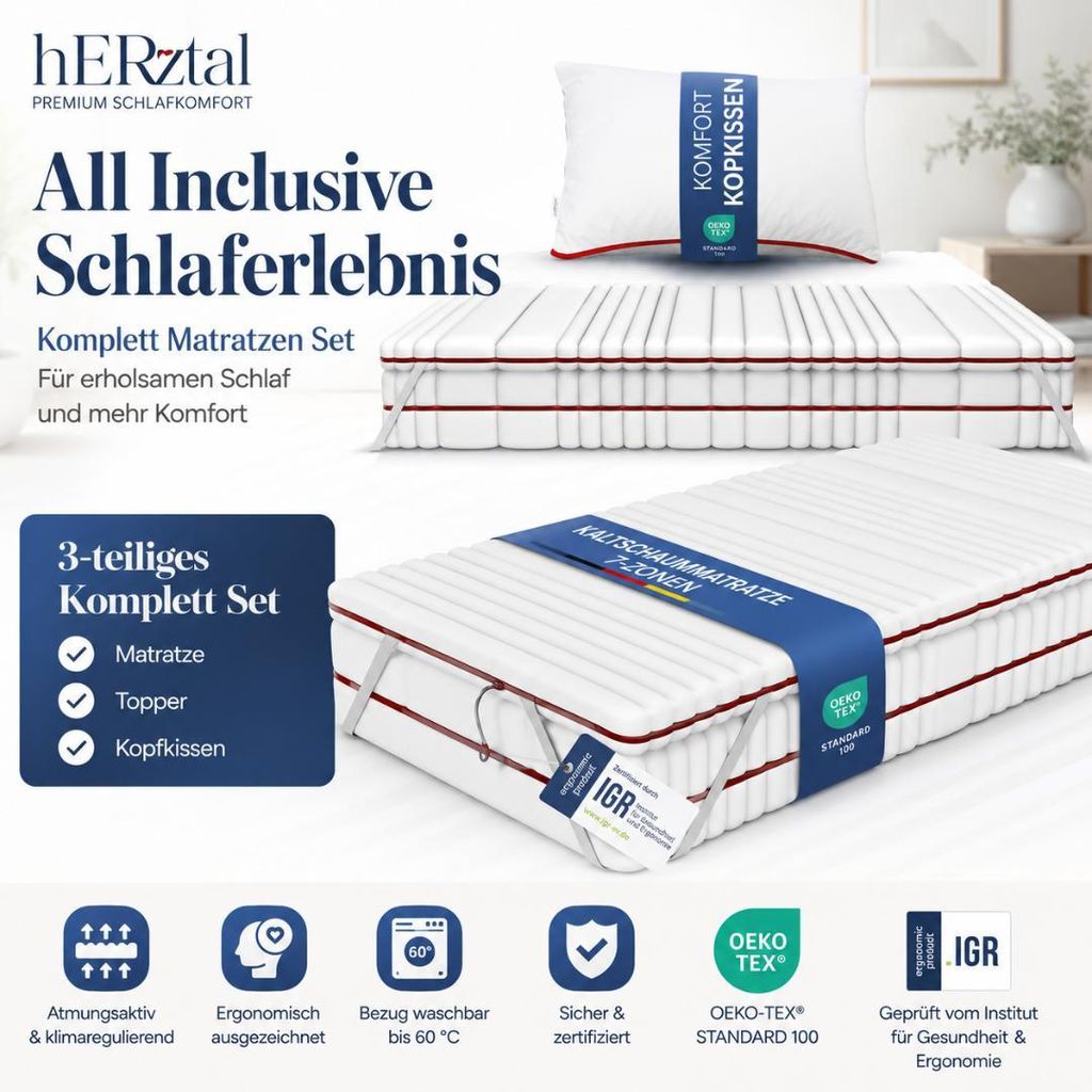 Matratze 140x200 H2-H4 - Matratzenset - Höhe 20cm Produktbild 