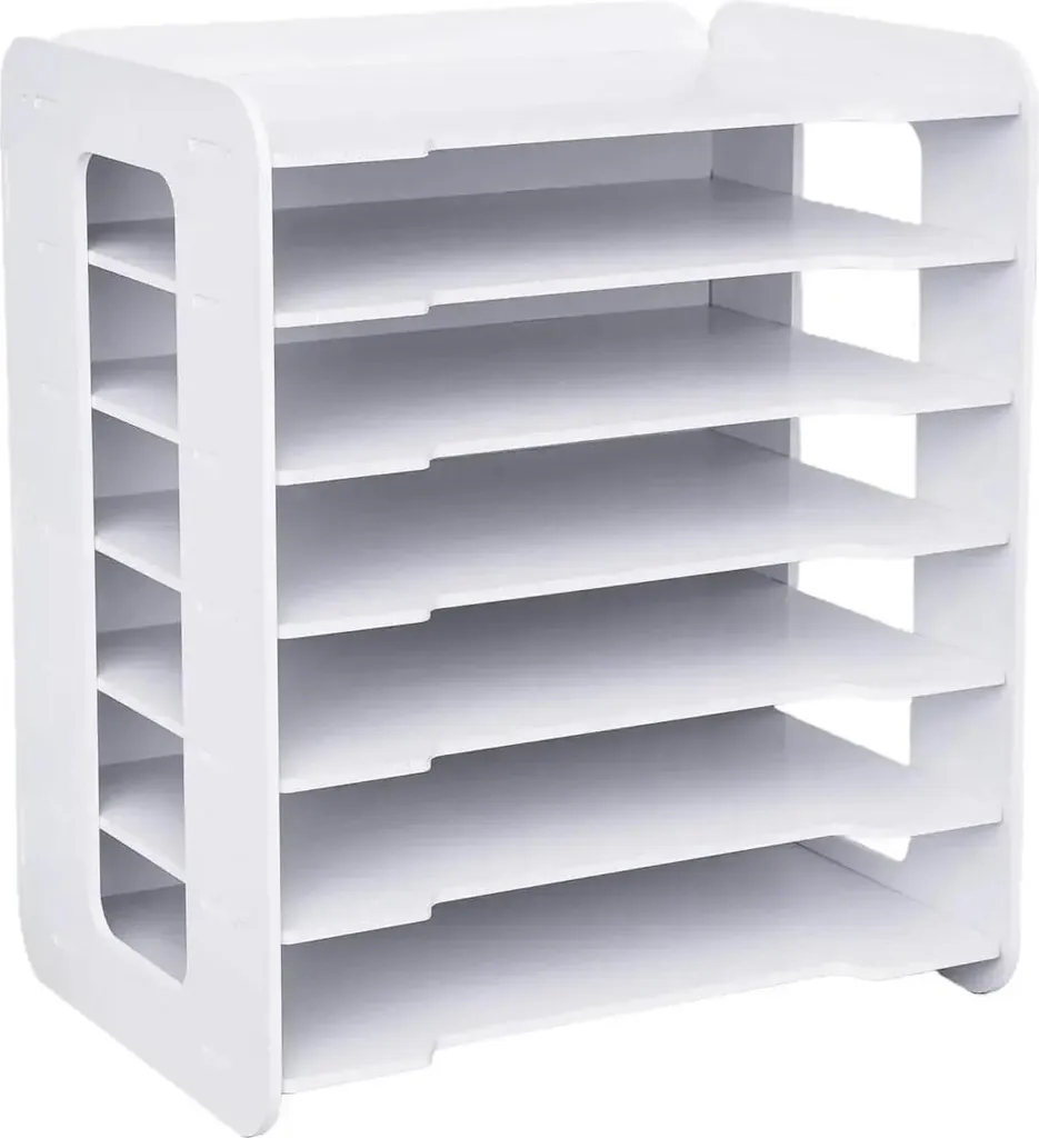 Organiseur de bureau pour télétravail et école avec 7 niveaux de rangement