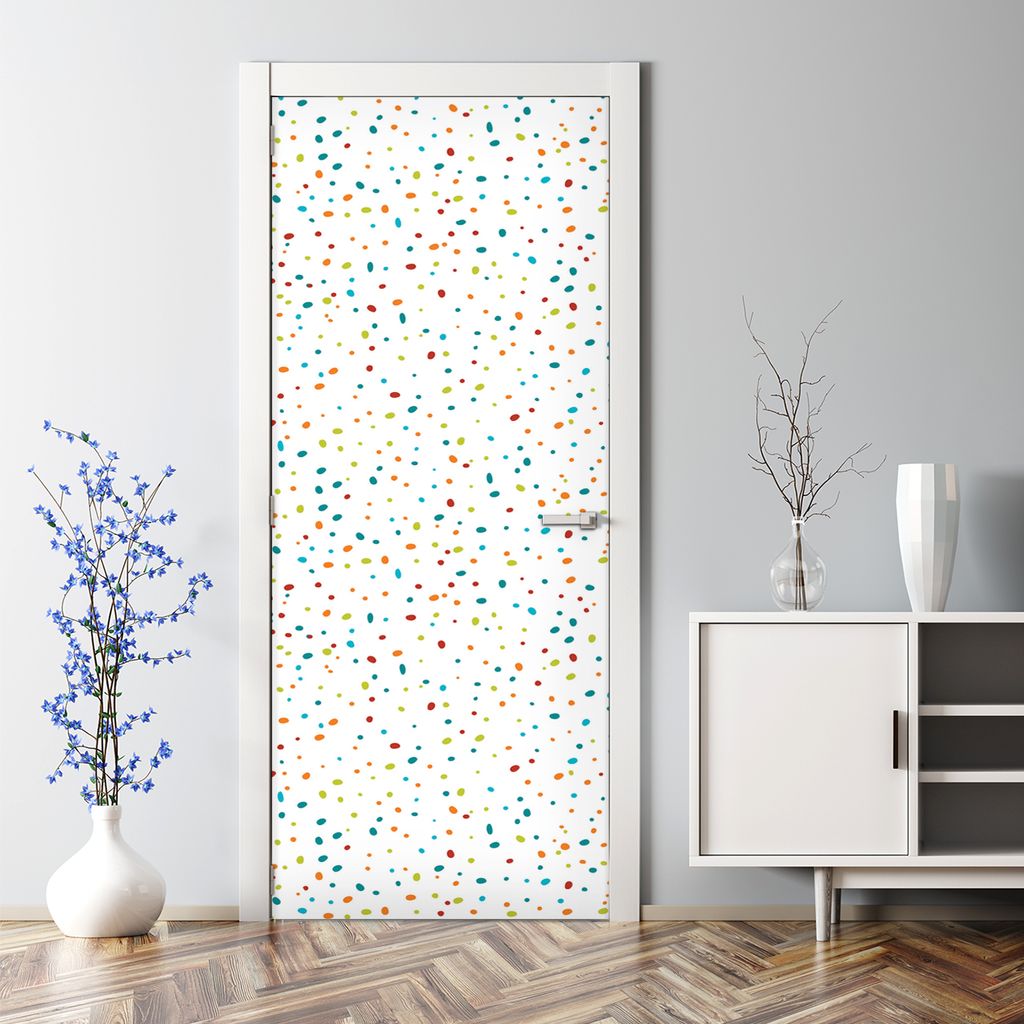 Dekorative Türposter Aufkleber selbstklebend Klebefolie Punkte Farbenfroh 77 x 200 cm