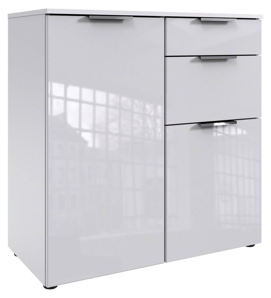 Kombikommode Level Sideboard 81x41x84cm Weiß / Glasweiß,Weiß / Glasweiß