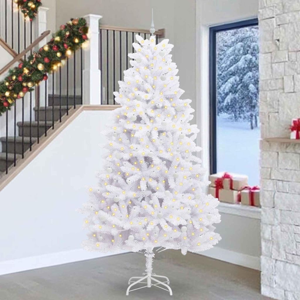 "Schlussverkauf" Künstlicher klappbarer Weihnachtsbaum(1 pc) - Kunstbaum/Tannenbaum - Weiß 270 cm PVC und Stahl C8055