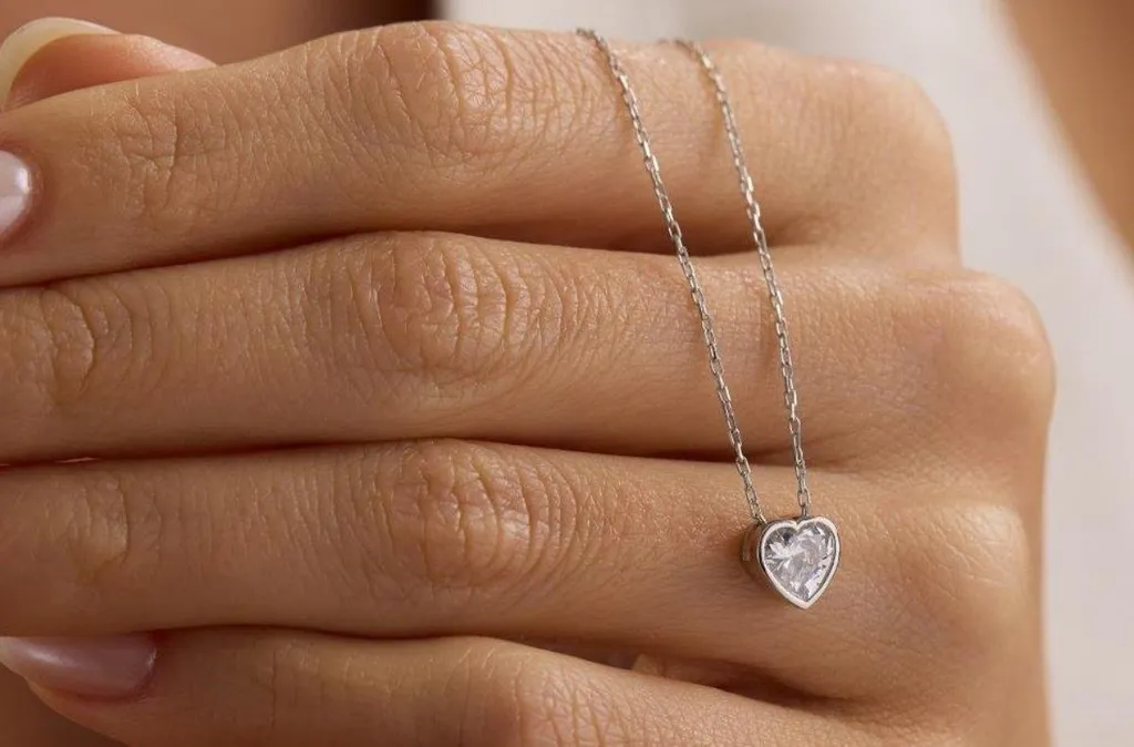 Bijou pendentif cœur en argent et zirconium - Collier femme élégant - 3