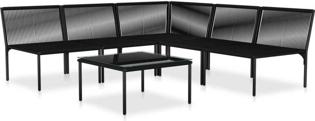 "SALE 2026"Sitzgruppe Gartenmöbel Garten-Garnitur - Schwarz 6-tlg. Garten-Lounge-Set mit Auflagen Schwarz PVC Stabli Möbel8216819