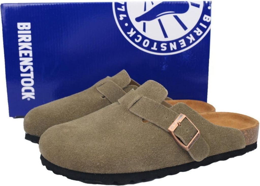Birkenstock Boston Soft Footbed Clog Taupe Velourleder Produktbild 