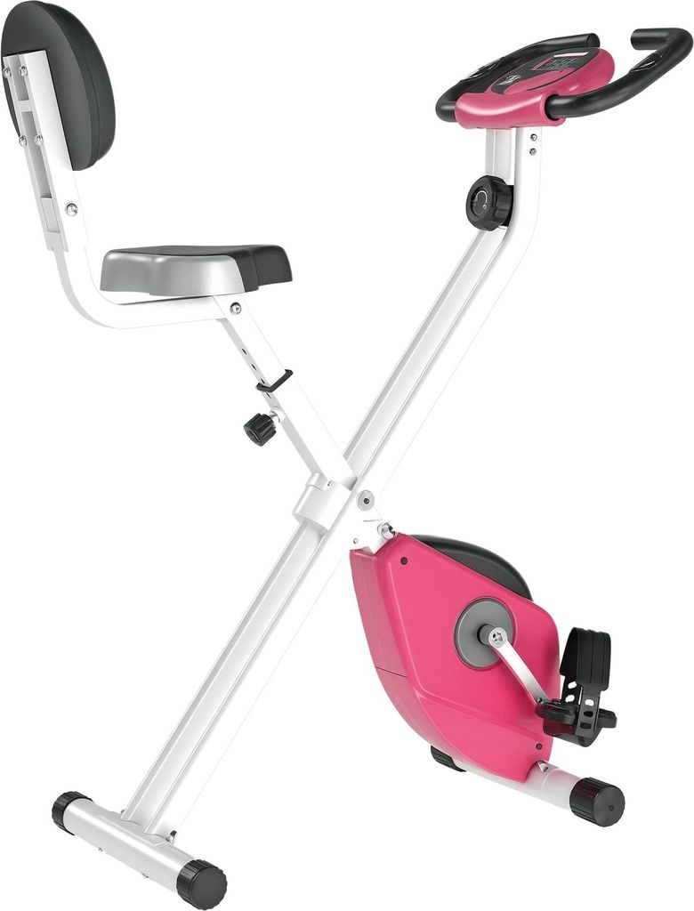 HOMCOM Heimtrainer Fahrradtrainer mit 8 stufig einstellbarem Magnetwiderstand höhenverstellbar Stahl Rosa+Weiß 43 x 97 x 109 cm