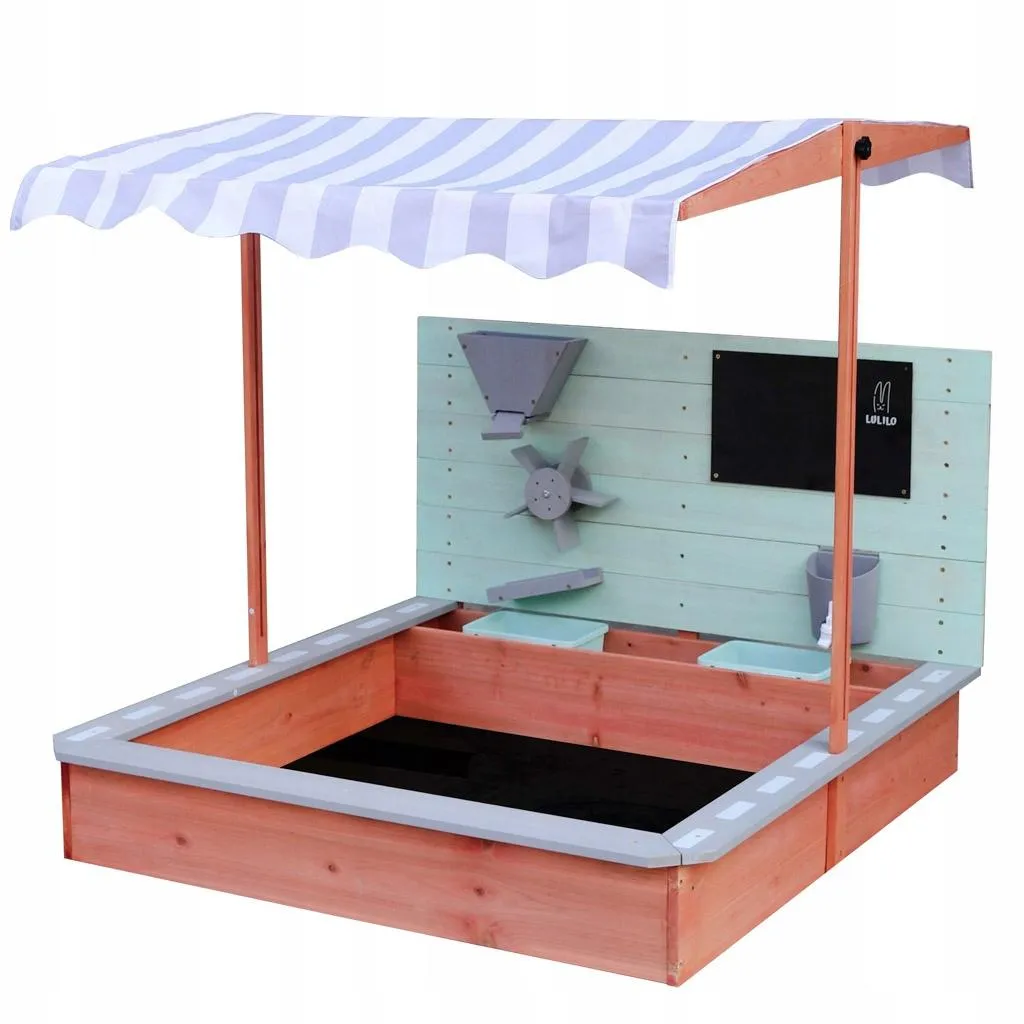 Bac à sable anti-UV 120 x 120 avec auvent inclinable et moules