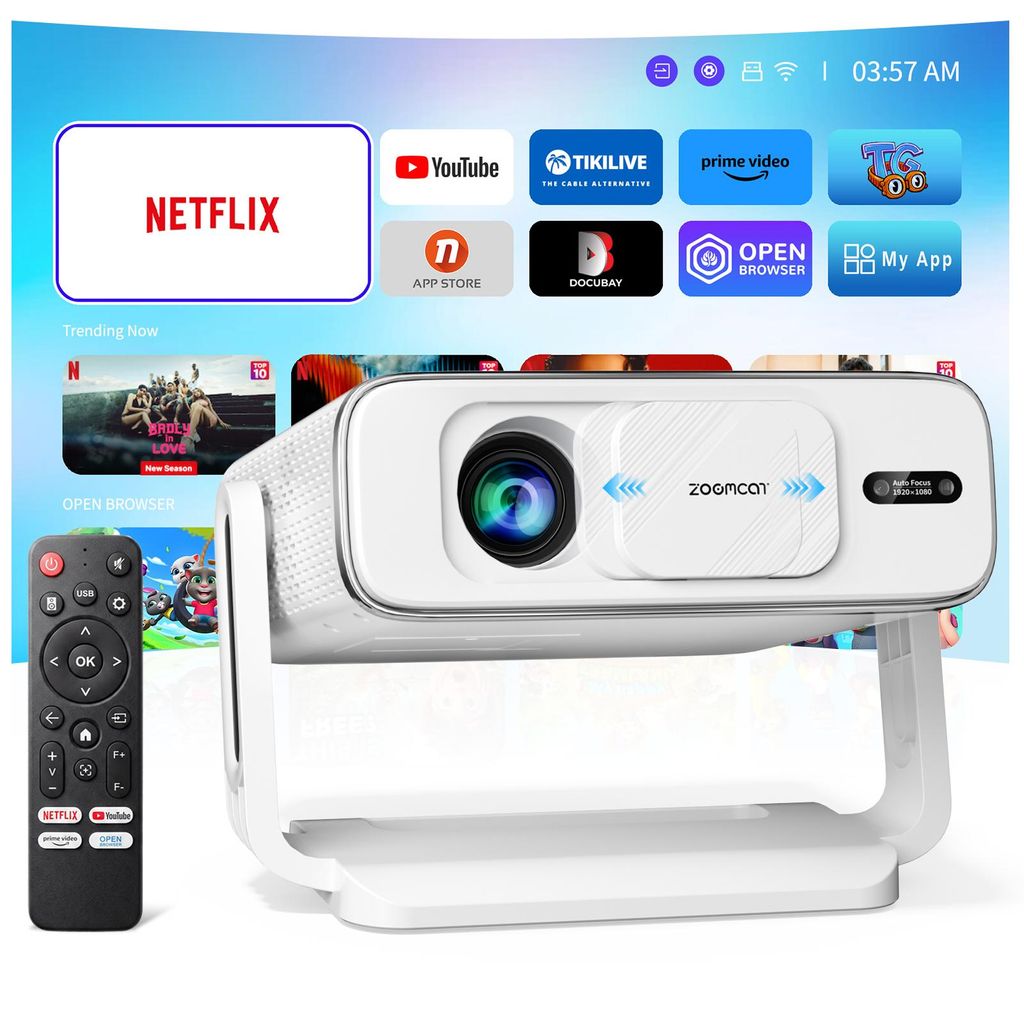 Beamer 4K, offizielle Netflix-, KI-Autofokus & automatische Produktbild 