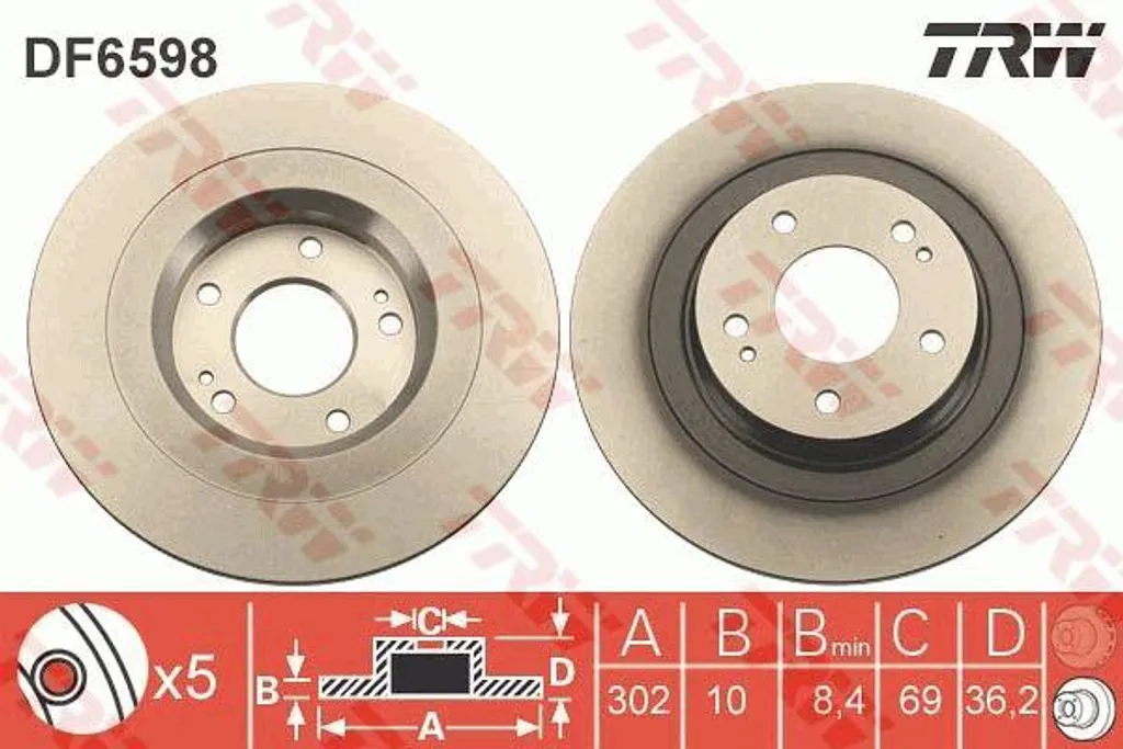 Disque de frein avant pour Mitsubishi ASX et Eclipse Cross TRW DF6598