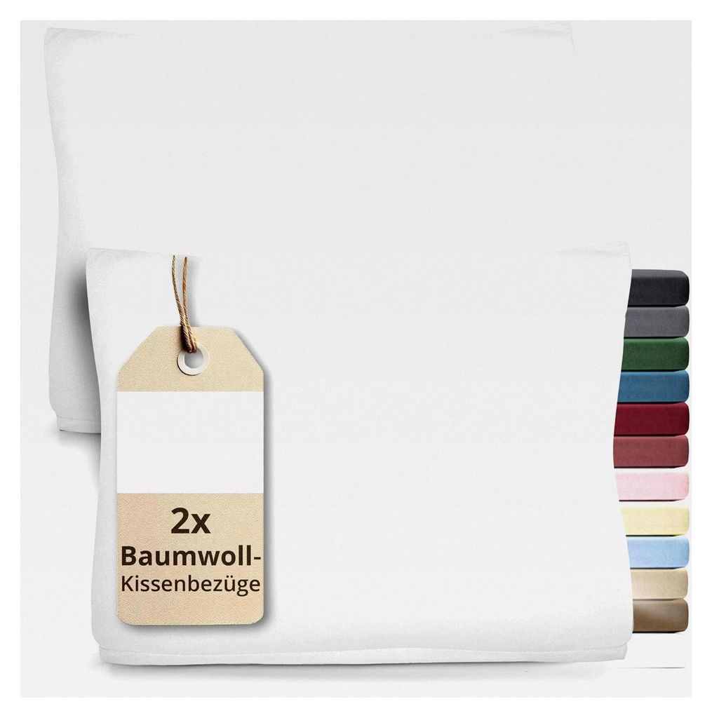 Kissenbezug Premium Jersey aus 100% Baumwolle Weiß Doppelpack (2X) 40 x 60 cm