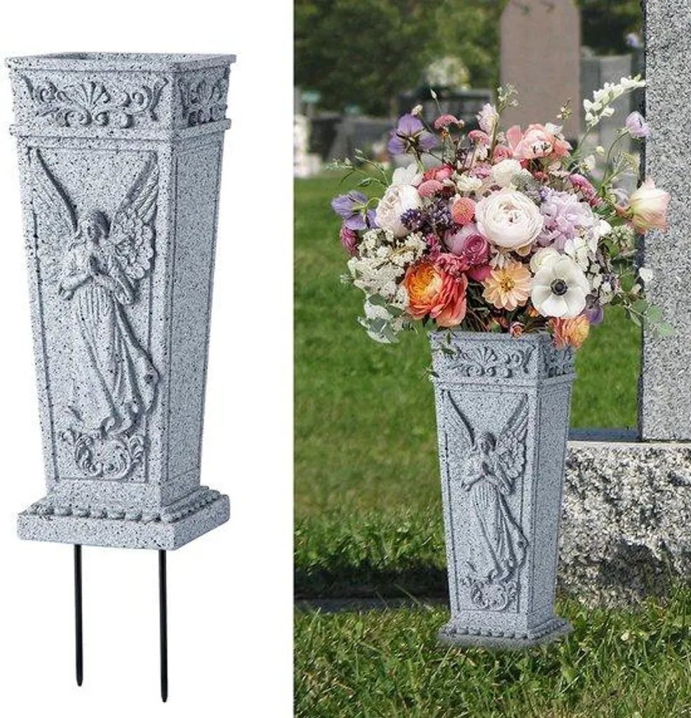 Support de vase pour pierre tombale noir, accessoire funéraire chic