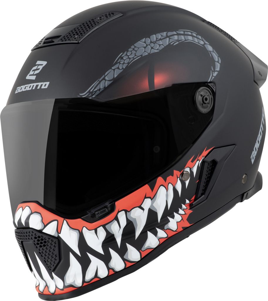 Bogotto Rapto Reptile Helm, schwarz/rot matt, 2XL