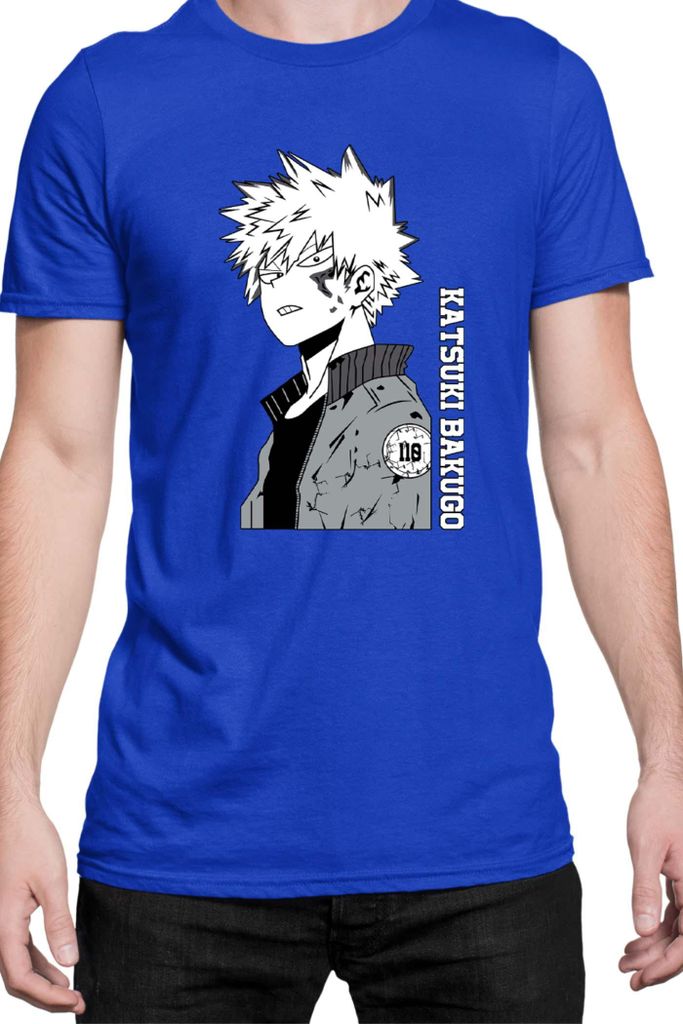 Herren T-Shirt Japan Manga Anime Comics Animation My Hero Anime Academia Katsuki, Man 3XL / Blau