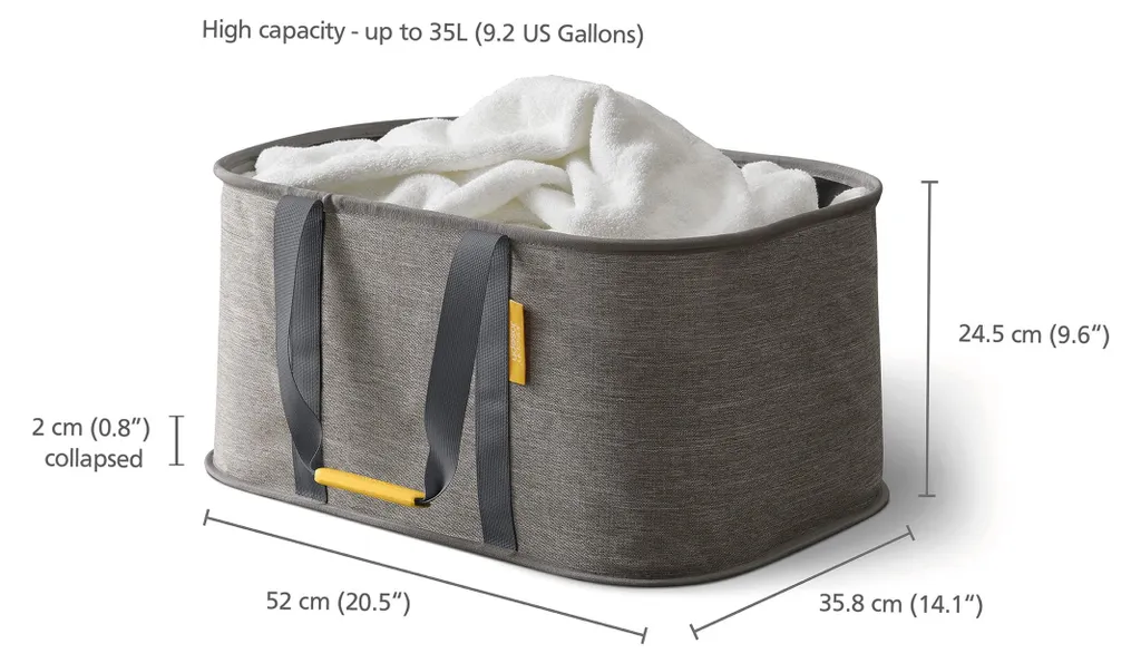 Sac à linge pliable 35L gris idéal pour petits espaces et appartements