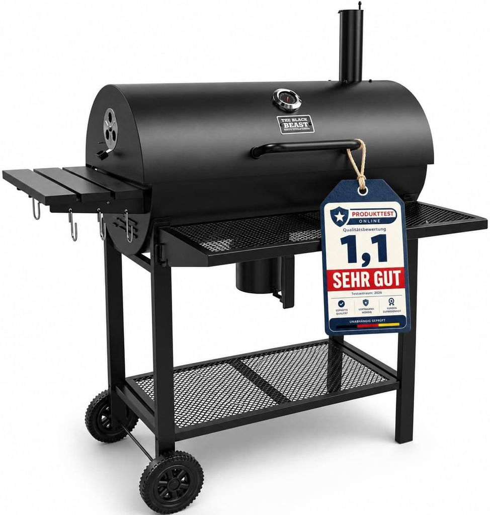 THE BLACK BEAST Holzkohlegrill Grillwagen - Kohlegrill BBQ Produktbild 