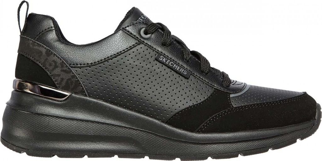 Skechers Sneakers 155616-BBK in Black Duraleather/ Black Leopard Trim color size 37