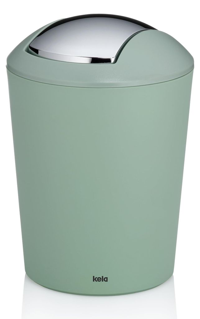 kela Kosmetikeimer grün 1,7l, Minimülleimer mit Schwingdeckel, Kunststoff, Modell MARTA, jadegrün matt