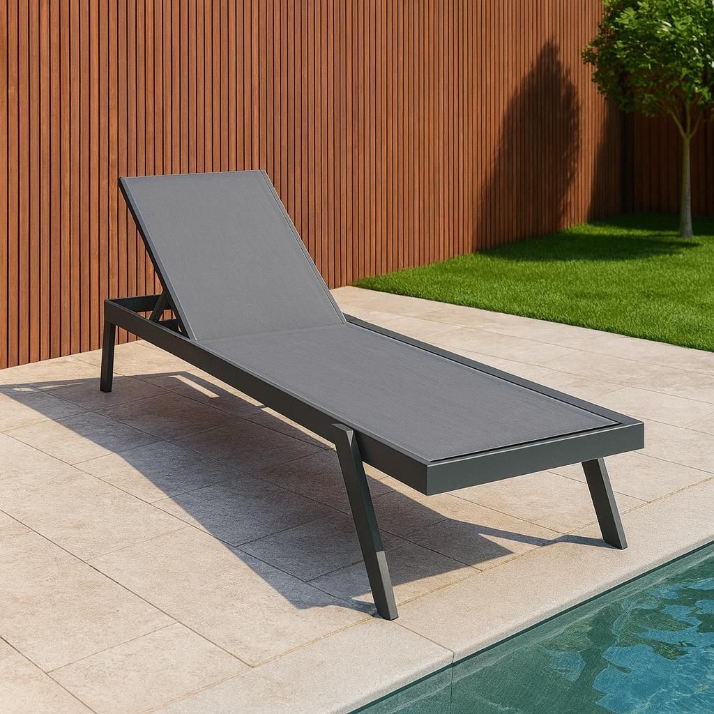 Verstellbarer Liegestuhl Anzio Anthrazit Lounge Garten Aluminium Stapelbar - 103510A