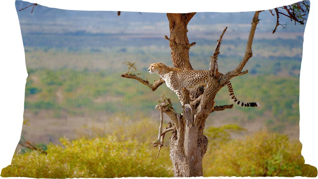 MuchoWow Zierkissen Sofakissen Wohnzimmer Dekokissen 50x30 cm Leopard - Baum - Tier - Wohnzimmerdekoration - Polster mit Photo
