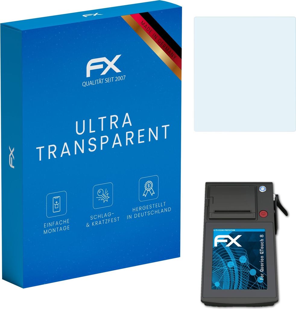 atFoliX FX-Clear 2x Schutzfolie kompatibel mit Quorion QTouch 8 Displayschutzfolie