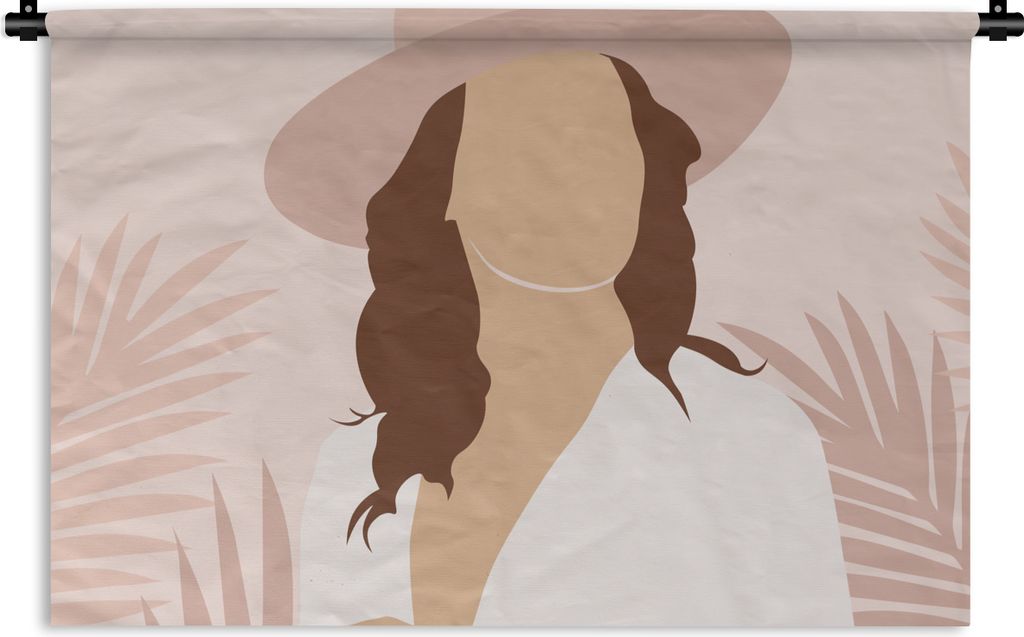 MuchoWow Wandteppich Wandbehang Sommer - Frau - Laub 150x100 cm Tapisserie Dekoration Wandtuch - Waschbar - Tapisserien - Wand-Decke